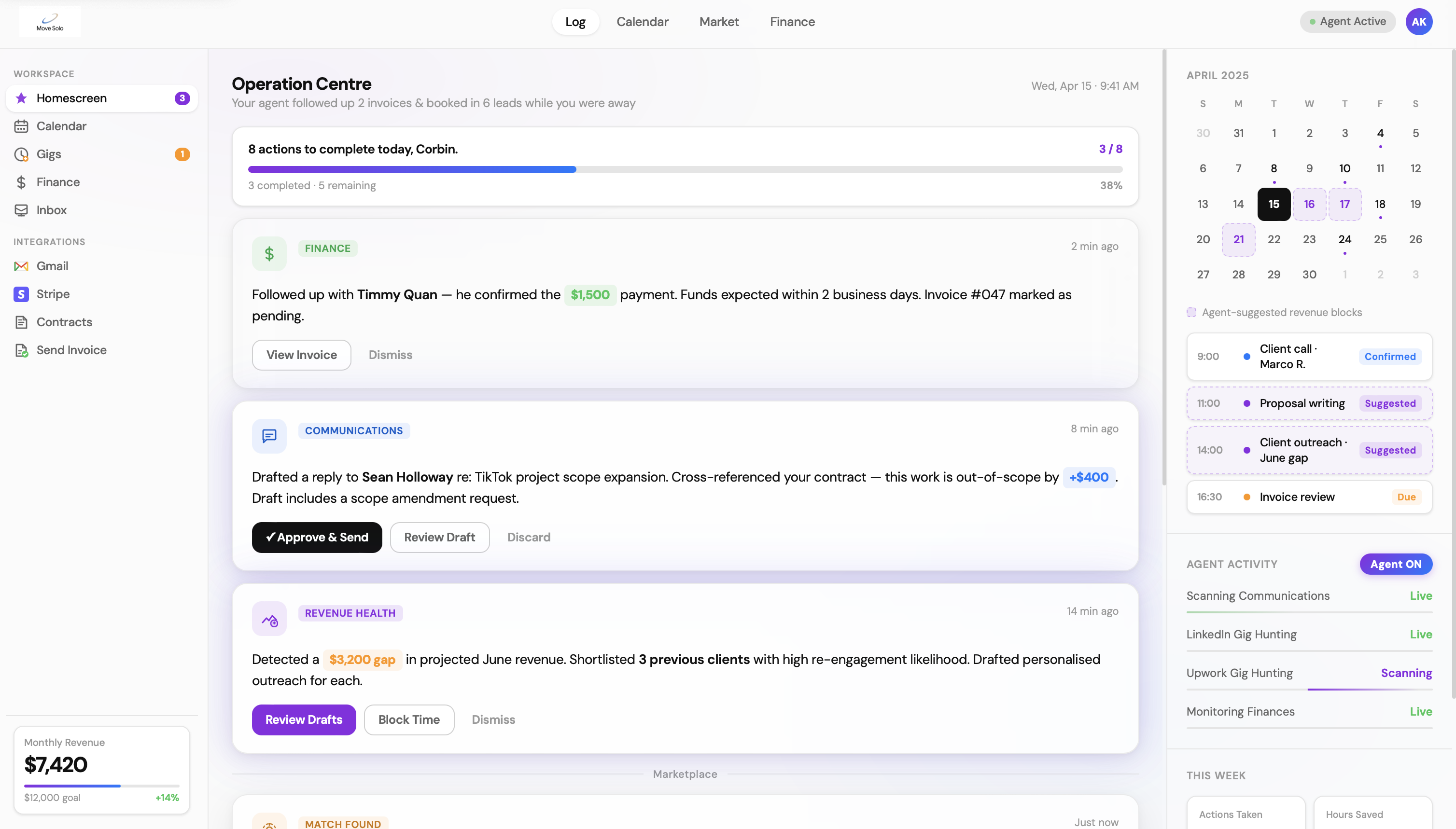 MoveSolo Dashboard